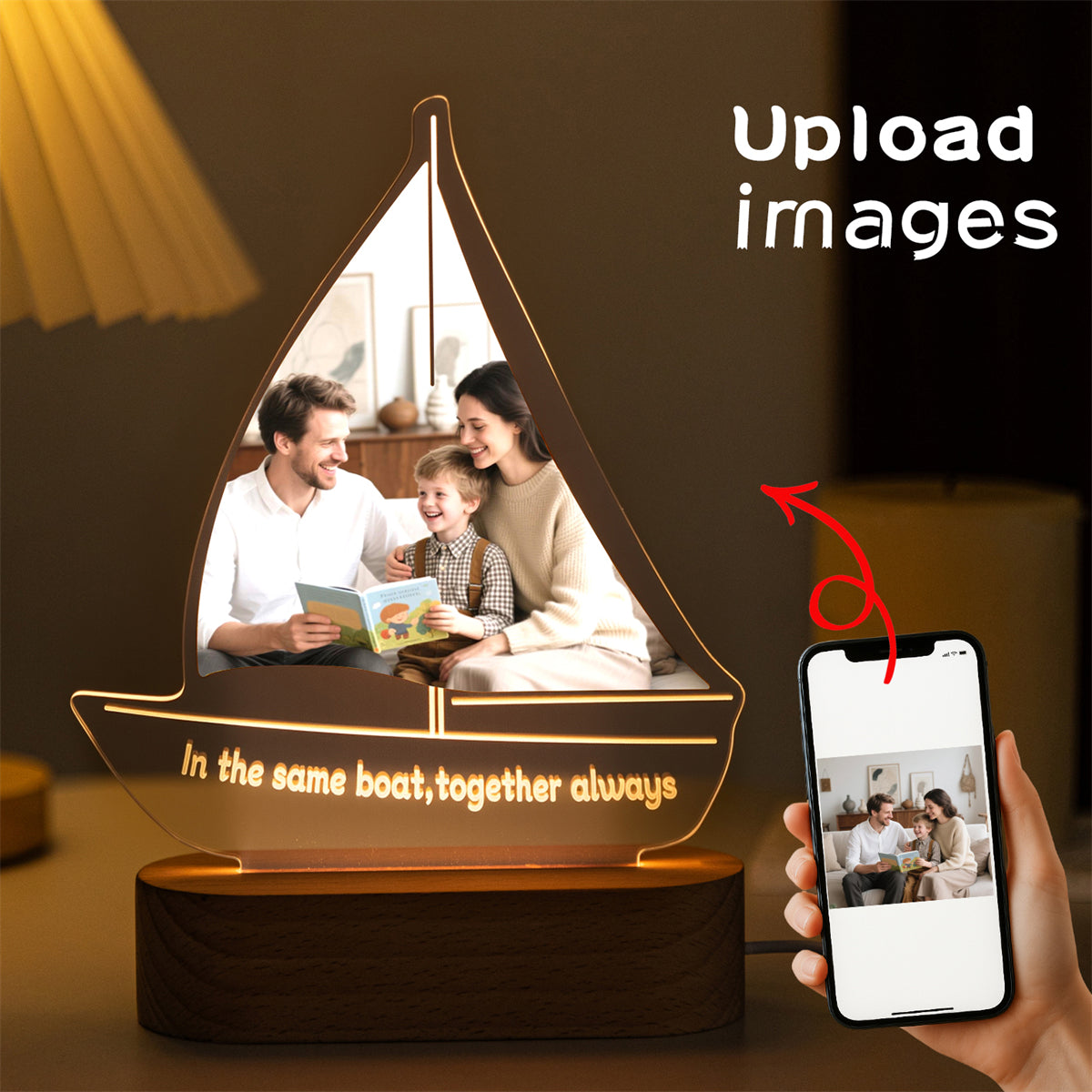 Easily upload your own photo to personalize this sailboat acrylic LED light – MoeCraze