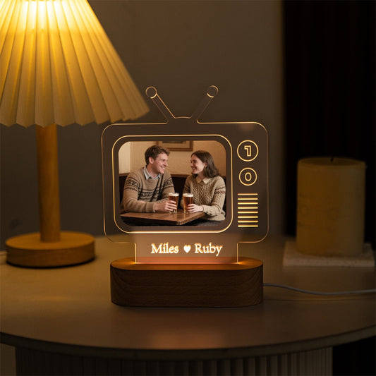 Custom Retro TV Acrylic Photo Lamp | Personalized LED Gift with Name & Picture - MoeCraze